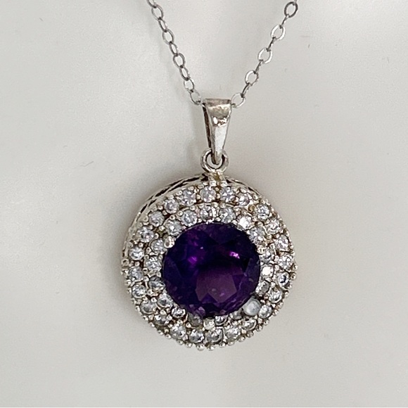 Sparkling Amethyst Filigree Sterling Silver Necklace - Picture 7 of 15
